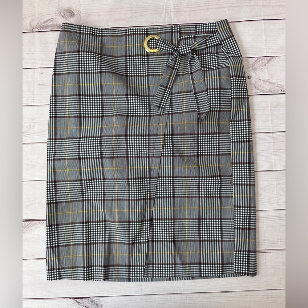 EST. 1946 Women’s Plaid Wrap Pencil Skirt – Size 16 Belted Waist –Stretch Fabric